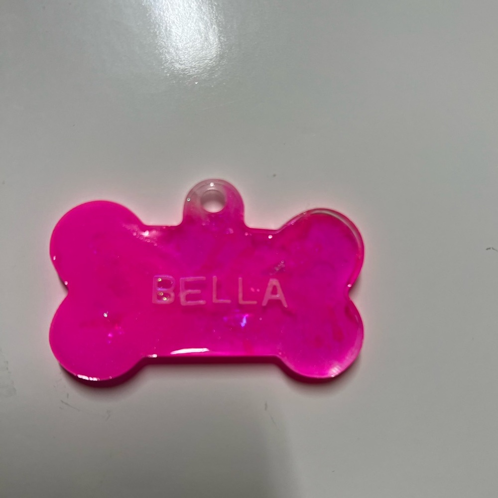 Dog bone resin name tag or keychain
